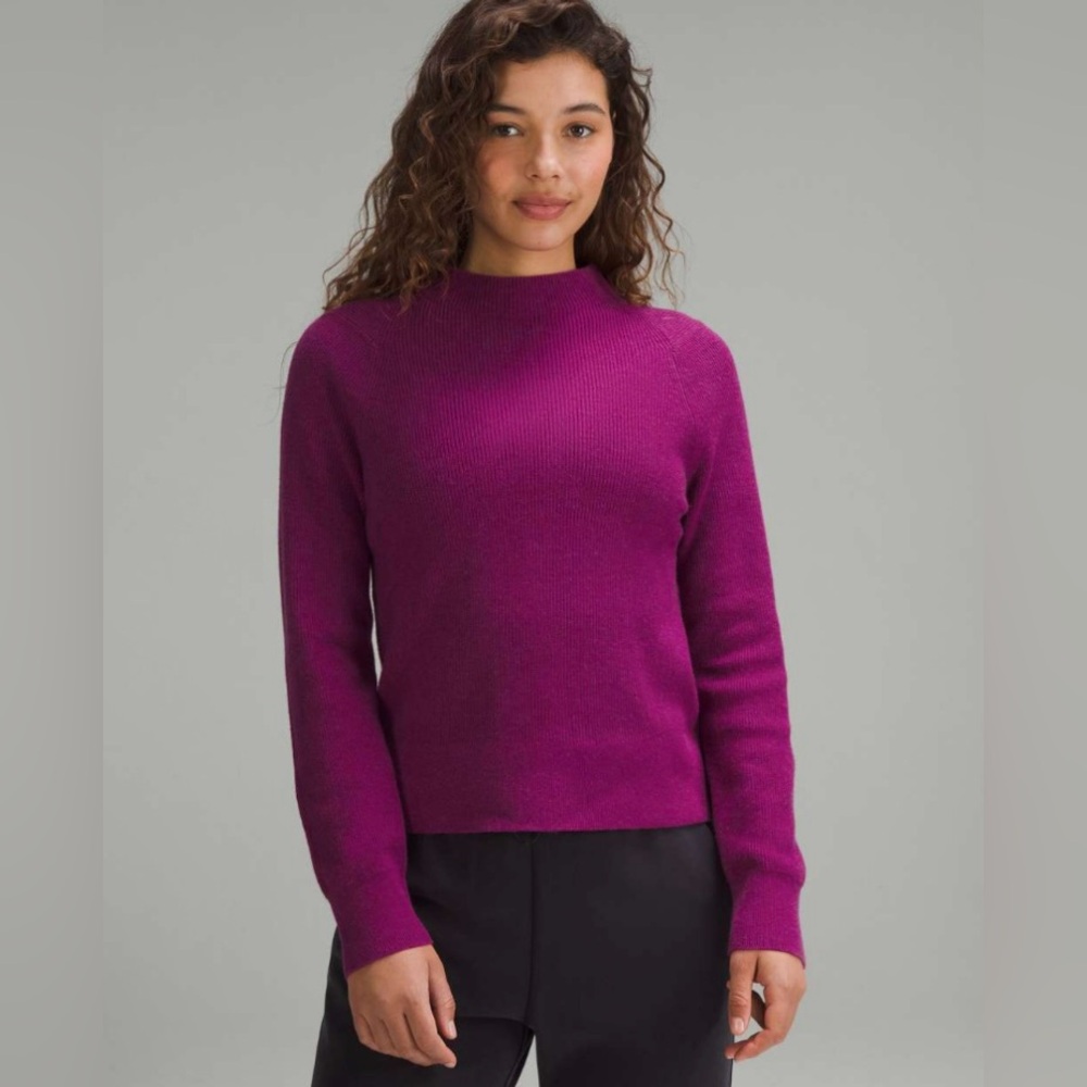 Lululemon NWT Cotton-Blend Mock-Neck Sweater Heathered Wild Berry